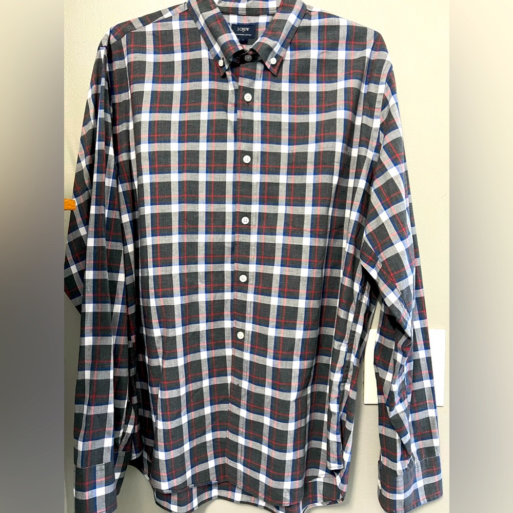 J Crew Men’s Heathered Cotton Button Down Shirt Size Large